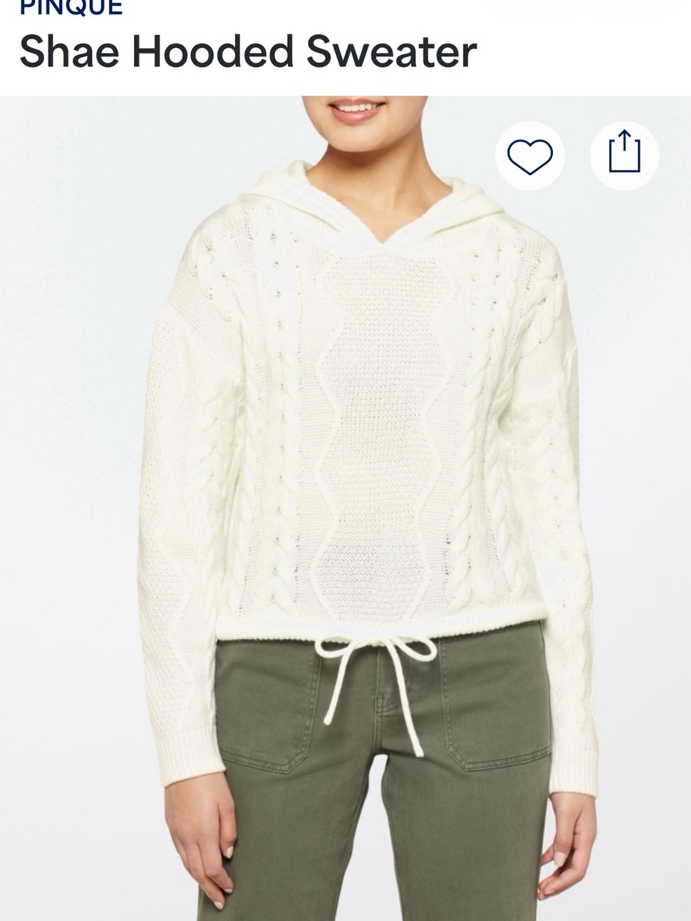 Cozy White cropped Cable Knit Hooded Sweater